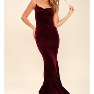 Lulu’s Sorceress Burgundy Velvet Maxi Dress